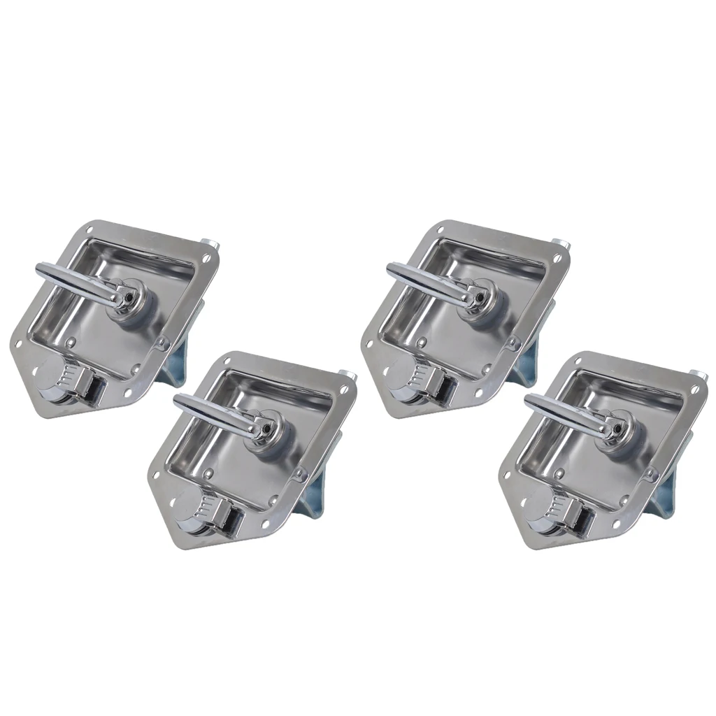 

4 Set Boat RV Marine Car Folding T Handle Lock Kit With Keys Flush Mount