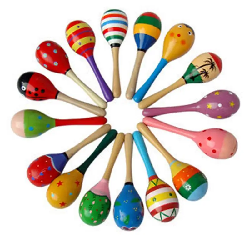 

1Pc Colorful Baby Toys Maracas Ball Rattle Baby Wooden Toys Sand Hammer Rattle Learning Musical Baby Wood Hammering Handle Toys