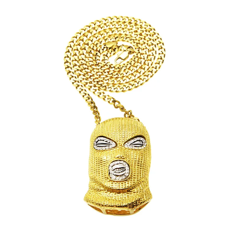 

New style zircon inlaid hip-hop anti-terrorist headgear pendant nightclub clubbing single product trendy male jewelry necklace
