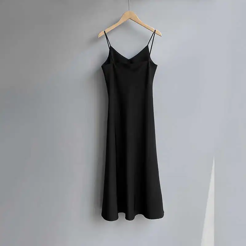 

COZOK acetate Satin French suspender dress women's summer 2021 temperament medium length skirt 5132