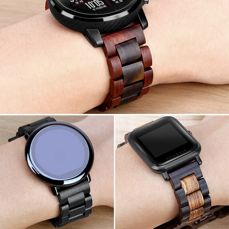 Ремешок под дерево для Xiaomi Huami Amazfit GTR 47 мм Stratos 3/2/2S сменный Браслет смарт-часов Bip/Bip