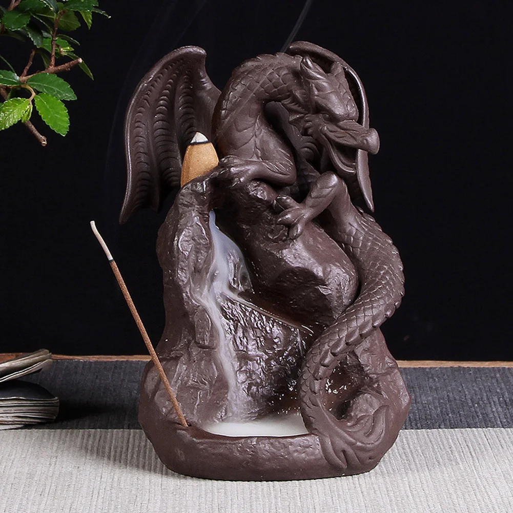 Office Yoga Traditional Incense Burner Holder Craft Desktop Dragon Shape Backflow Relaxing Bedroom Gift Decoration Home | Дом и сад