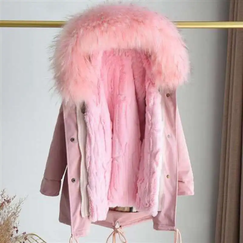 Детская верхняя одежда модная зимняя куртка с регулируемой талией и меховым