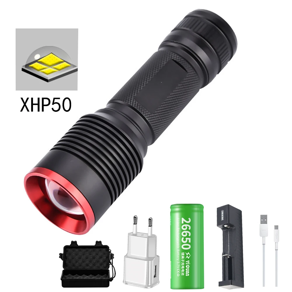 8000лм мощный светодиодный фонарик перезаряжаемый наружный водонепроницаемый для