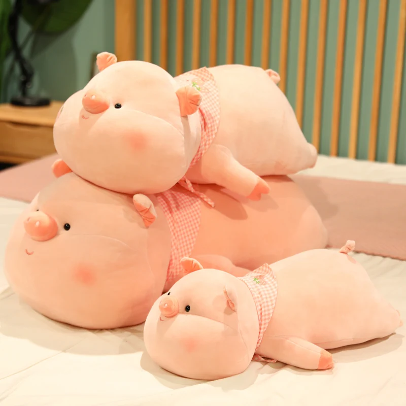 

50/65CM Cute Cartoon Animal Plush Pillow Lying Strawberry Pig Dolls Stuffed Toys Super Soft Sofa Cushion For Kids Girls Gifts