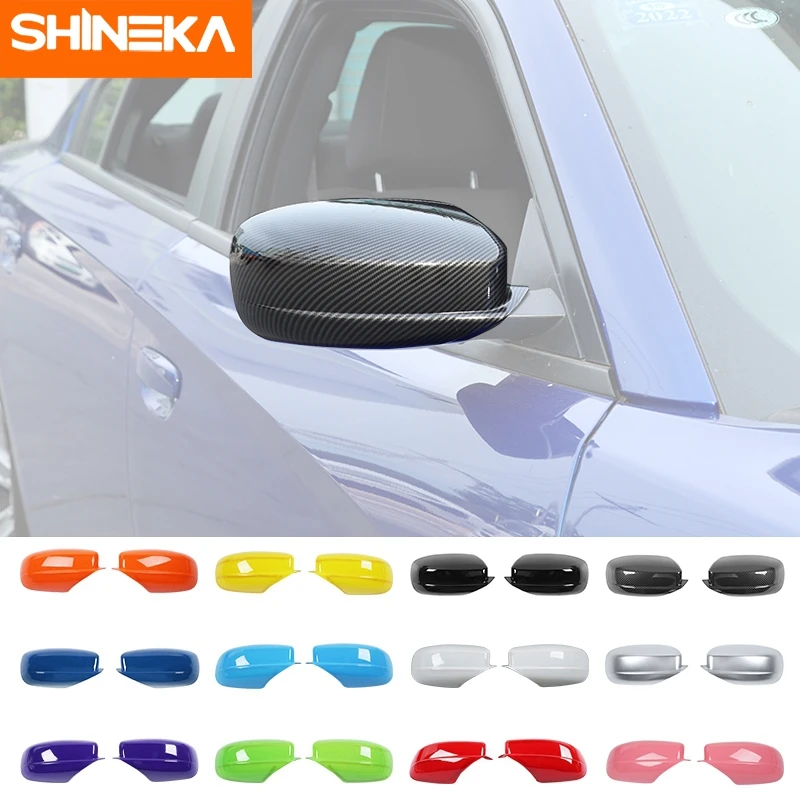 

SHINEKA ABS Carbon Fiber Rearview Mirror Decoration Cover Trim Stickers For Dodge Charger 2010-2019 Car Exterior Accessories