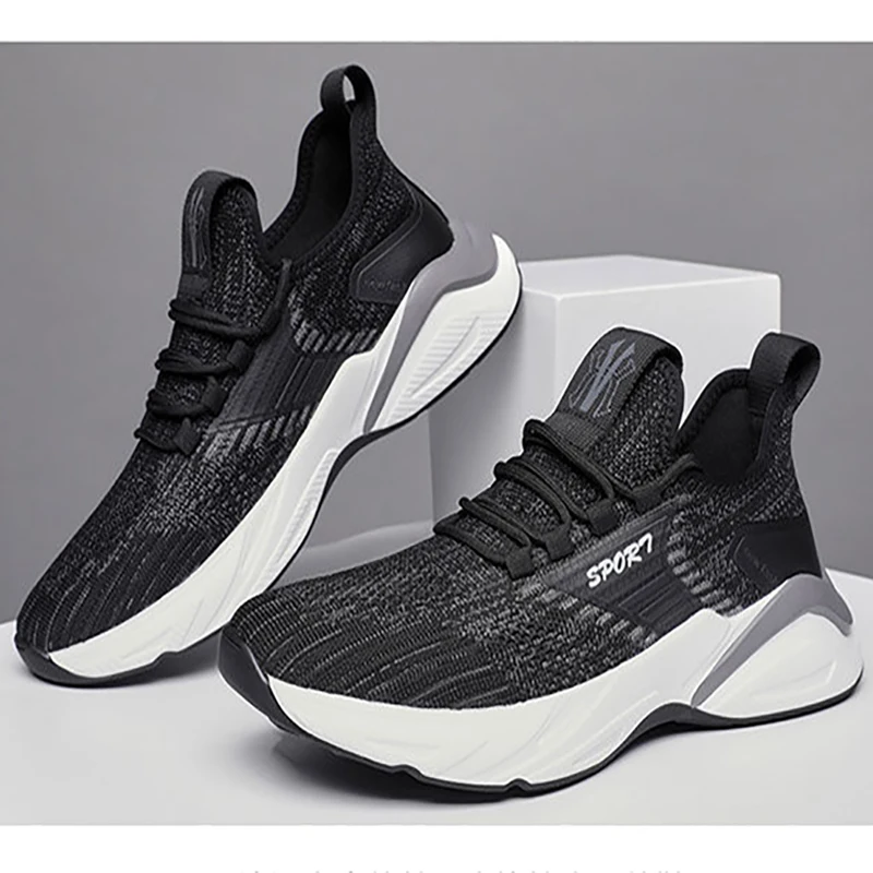

Fly Weaving Casual Sports Shoes for Men Summer And Autumn Solid Color Breathable Men's Shoes Students Non-Slip Running Sneakers