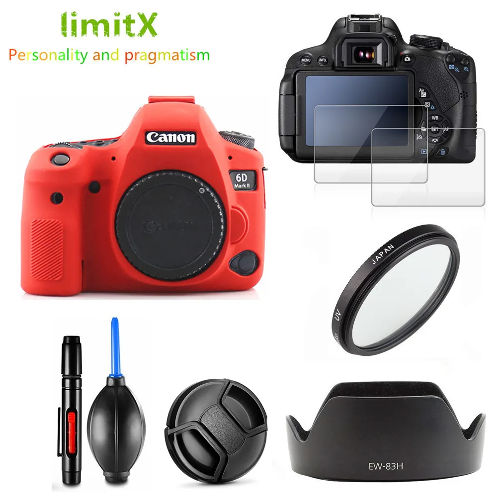 Комплект для защиты экрана чехол камеры УФ фильтра EW83H Крышка объектива Canon EOS 6D Mark