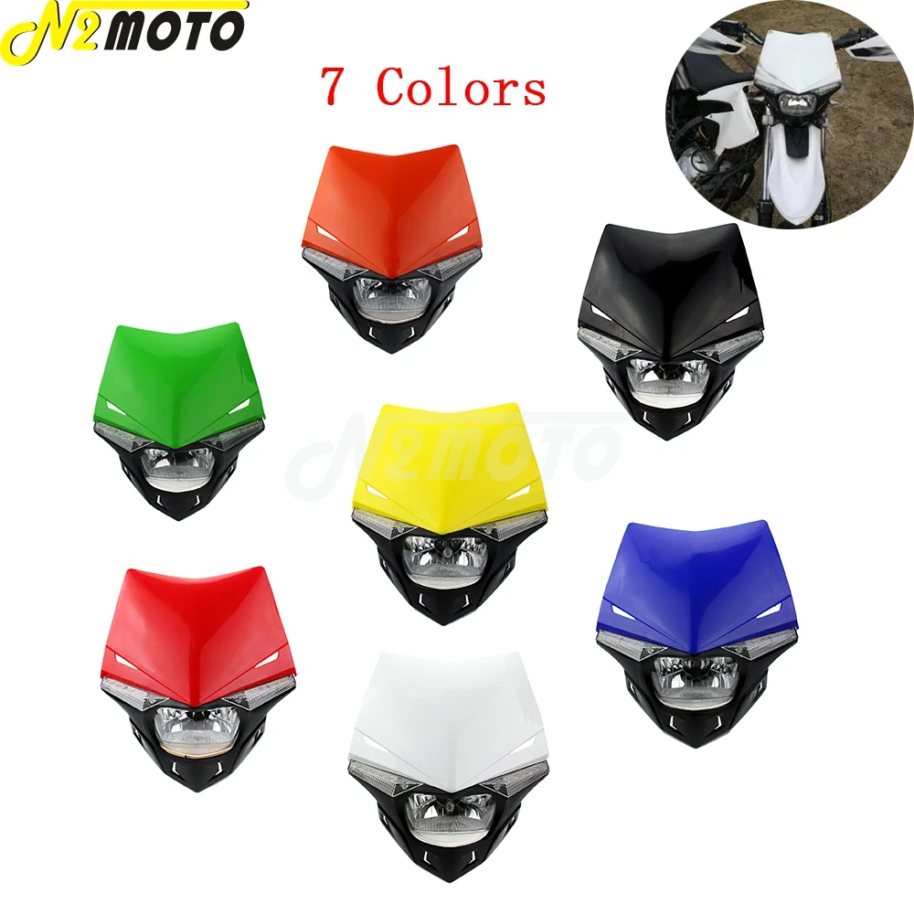 Двойная Спортивная светодиодная фара Supermoto H4 12V Vison для Honda CRF 250 450 Suzuki Kawasaki KLX KLR KDX