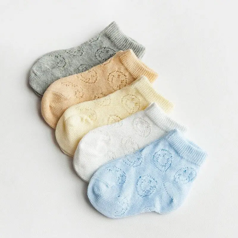 

5 Pairs/lot Summer Baby Socks Mesh Thin 100%cotton Unisex Infant Socks Short Breathable Children's Socks for 0-3Years