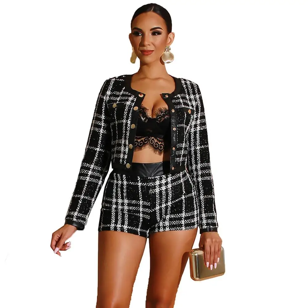 Осенне весенний женский комплект с плиссированным принтом модные блейзеры