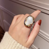 european and american style retro pearl ring female exaggerated index finger ring personality fashion explosion trend tail ring