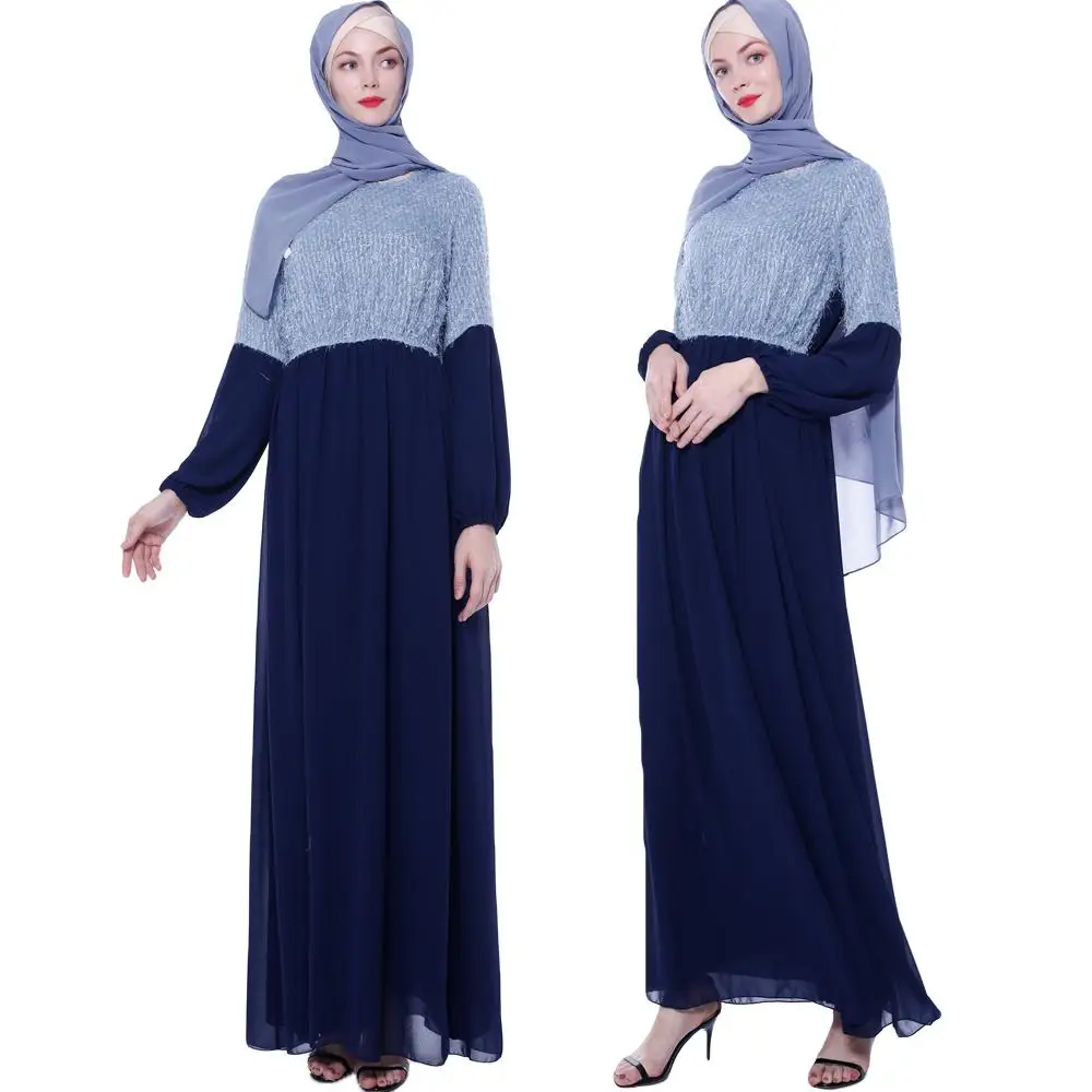 Элегантный Для женщин мусульманский Абаи исламский кафтан Дубай длинное вечерние платье халат с длинными рукавами на осень шифоновое лоск...