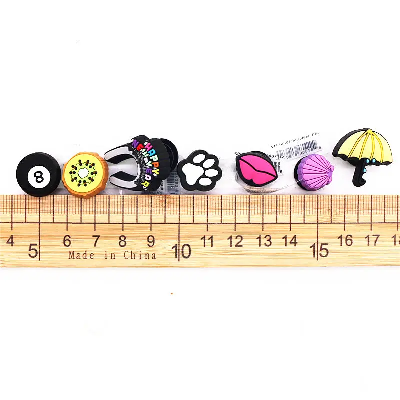 Original Designer Mini Shoe Accessories 8 Ball Umbrella Hairpin Kiwi Croc Charms Decaration for JIBZ Clog Girl Gifts Billiards