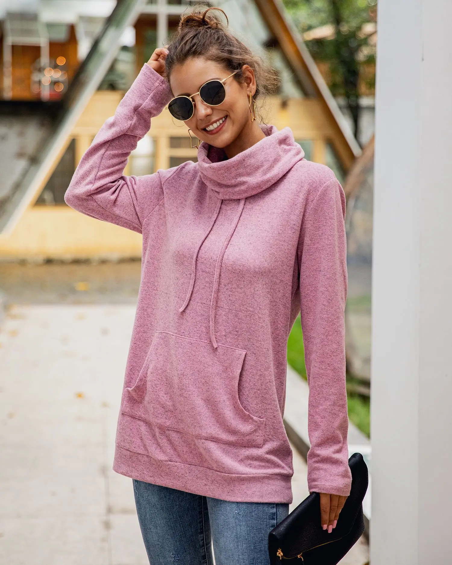 

2021 Ladies Fashion Tops Fall Winter High Neck Fashion High Neck