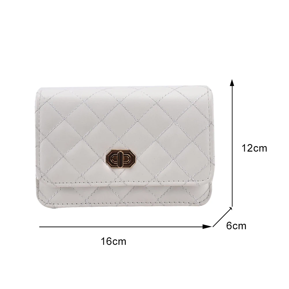 

Fashion Women PU Leather Lattice Pattern Pure Color Pearl Chain Crossbody Shoulder Messenger Bag Vintage Ladies Mini Purses