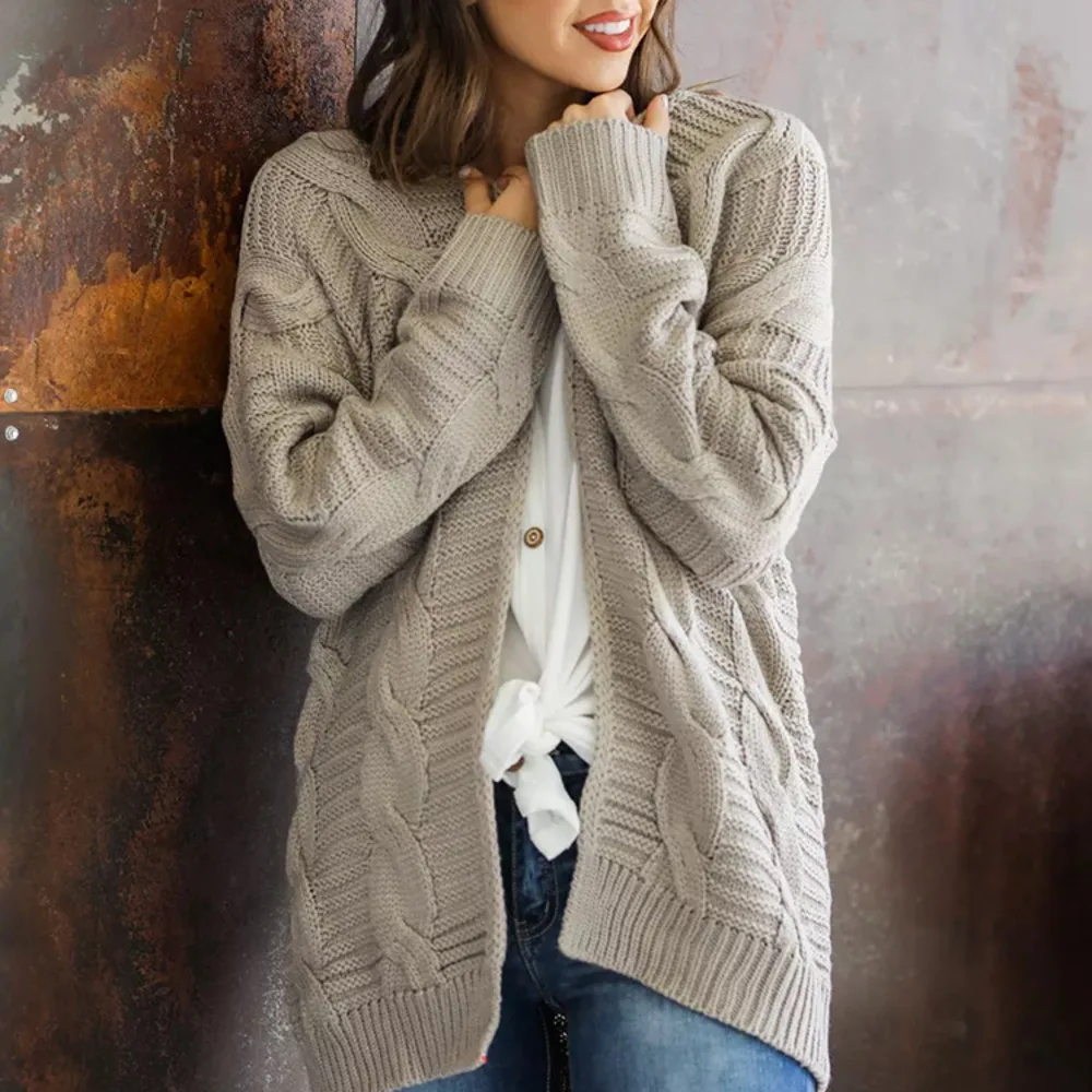 Вязаный женский свитер кардиган Повседневный длинный плюс размер 3xl свободная