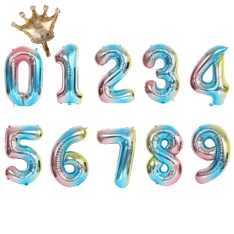 2pcs 32inch Number 16'' Foil Balloon Birthday Air Helium Figures Anniversary Party Decorations Kid Toy Supplies | Дом и сад