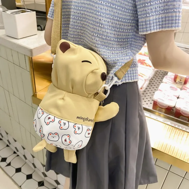 Japanese Kawaii Cute Cute Funny Personality Print Bear Doll Student Messenger Bag Cartoon Shoulder Bag Girl
