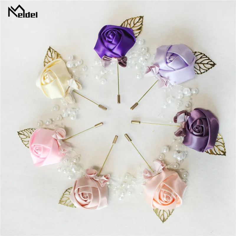 Meldel Шелковая Роза свадебная брошь цветок жемчужные броши для женщин кардиган