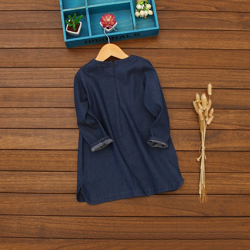 Детское джинсовое платье для девочек весенне-осеннее повседневное Тканое с