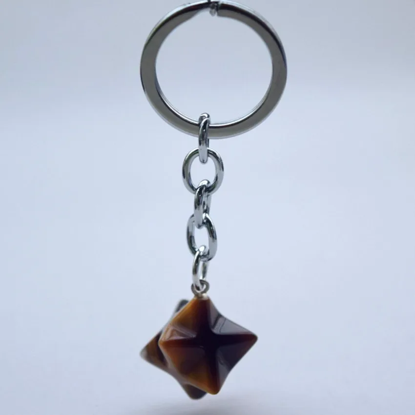 Серебряный круг розовый кварцевый кристалл брелок тигровый глаз камень звезда