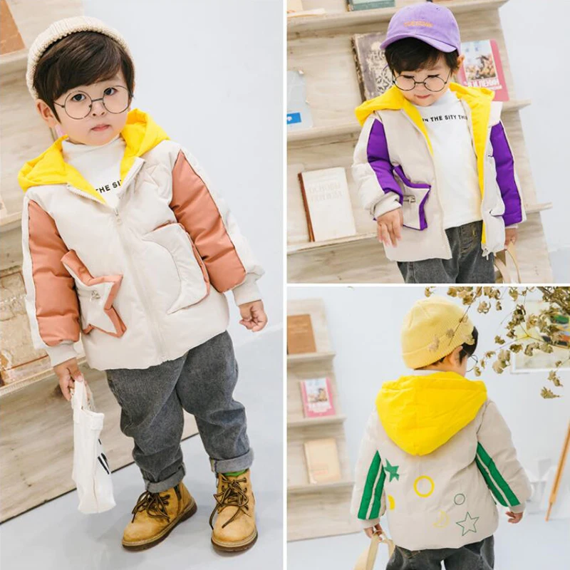 BINIDUCKLING/зимние куртки-пуховики для мальчиков и девочек; парки; хлопковая Детская куртка; детский зимний комбинезон с героями мультфильмов; плотная детская одежда;