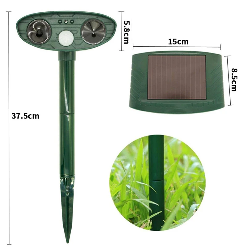 

IP44 Garden Solar Powered Ultrasonic Outdoor Animal Repeller PIR Motion Sensor Repeller Dog Cat Raccoon Rabbit Animal Dispeller
