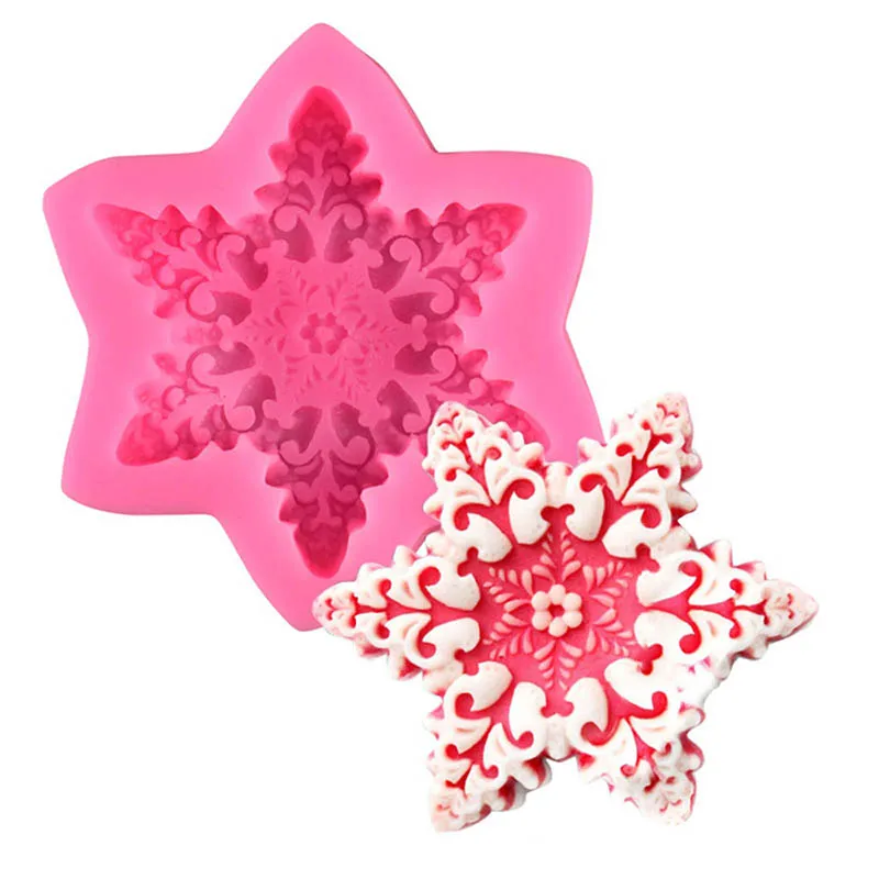 

1Pcs 3D Christmas Decorations Silicone Snowflake Chocolate Mold DIY Fondant Baking Cooking Cake Decorating Tools Candle Mold