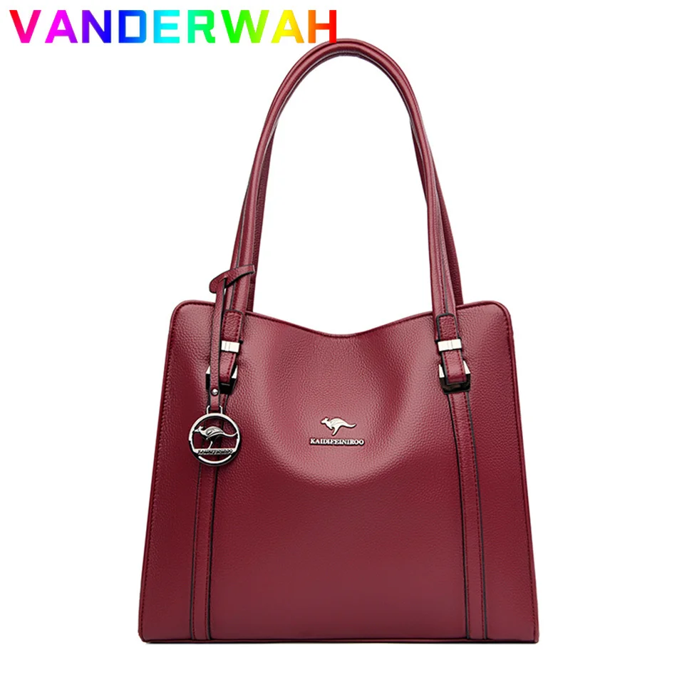 

High Quality Leather Handbags for Women Vintage Shoulder Tote Shopper Bag Luxury Ladies Large Capacity Purse Bags Sac A Main