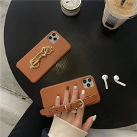 luxury leather wristband for apple iphone 11 12 pro max case mini x xs xr 6 6s 7 8 plus se 2020 individuality creativity cover