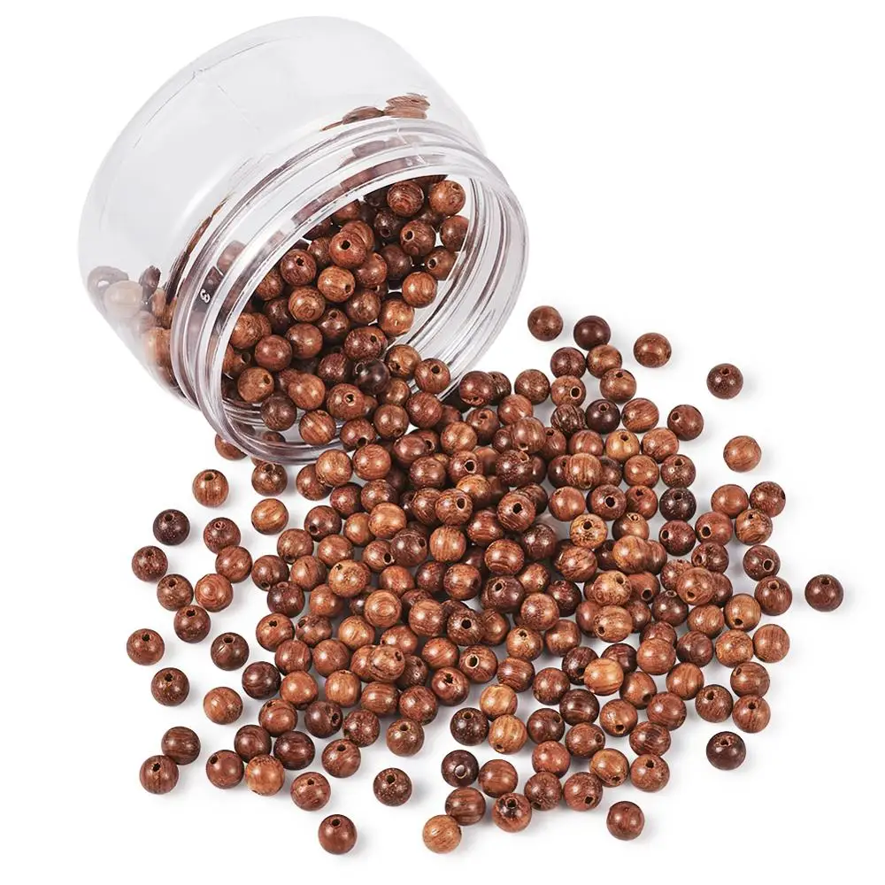 

400 шт., декоративные деревянные бусины, 6 мм, отверстие: 1,4 мм