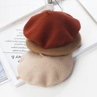 hat women autumn and winter wool beret english korean version of japanese flat casual painter hat hair bud hat girl