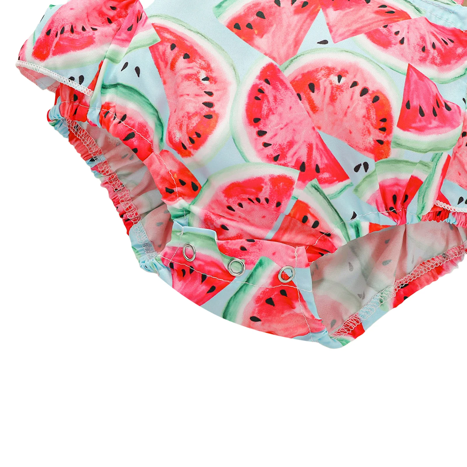 

0-18M Cute Newborn Baby Girl Jumpsuits Ruffles Fly Sleeve Lace Watermelon Print Romper Headband 2PCS Outfits Baby Clothes