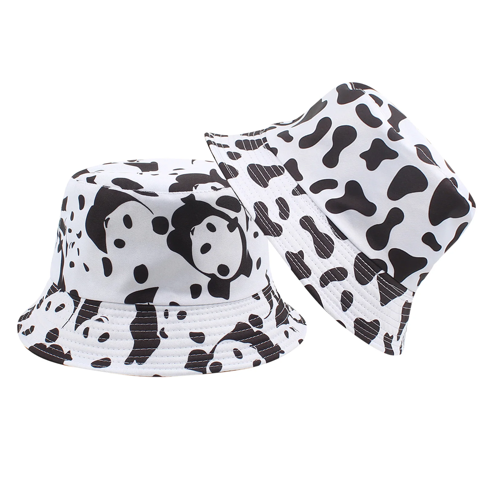 Унисекс Ведро Шляпа Двусторонняя Куртка Кепки панды и коровы упаковочный шляпа с