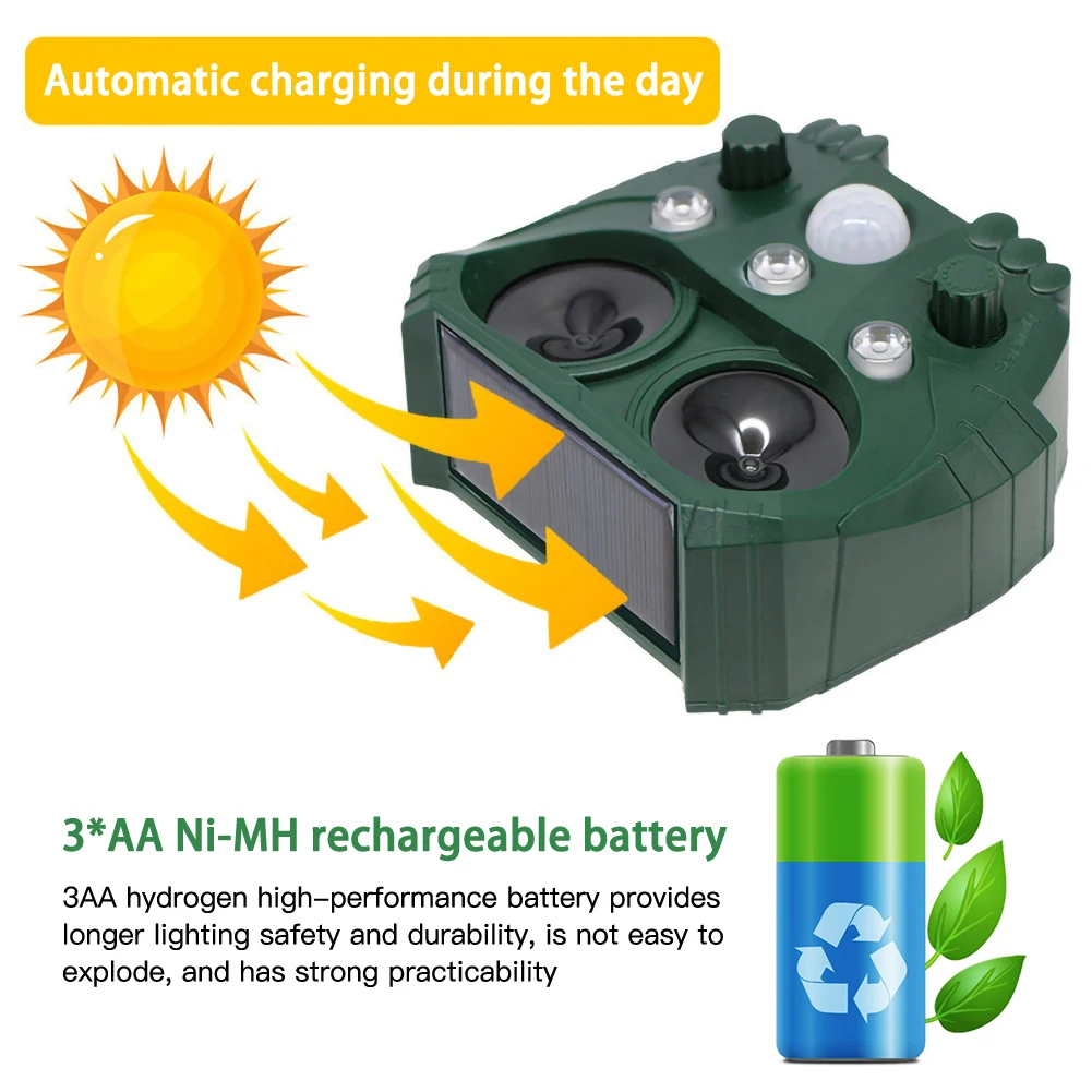Отпугиватель животных ультразвуковой на солнечной батарее Репеллент для птиц