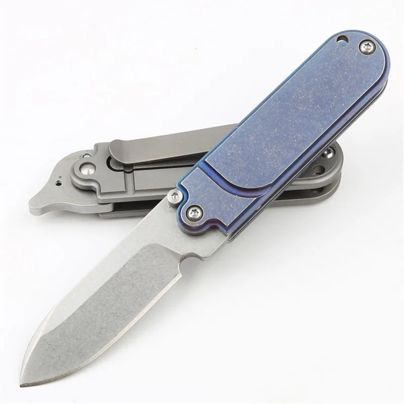 

Titanium Mini Pea Folding Knife S35vn Stone Wash Blade Outdoor Camping Hunting Survival Kitchen EDC Tool