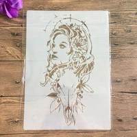 a4 29 21cm devil girl mandala diy stencils wall painting scrapbook coloring embossing album decorative paper card template