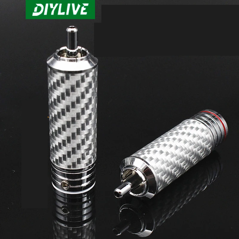 

DIYLIVE HiFi новый Тайвань OEM углеродное волокно стержень медное покрытие родий Лотос разъем полый дизайн аудио сигнальный кабель RCA разъем