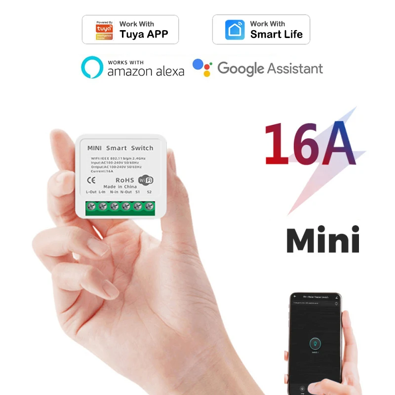 

Tuya Мини Wifi смарт-переключатель 16A 2-полосный таймер управления беспроводные переключатели умная Автоматизация жизни работа с Alexa Google Home Alice
