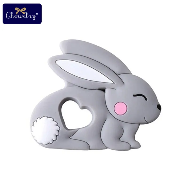 Gray rabbit 1 шт Силиконовые Прорезыватели грызунов животных силиконовый кулон с лисичкой Детские трофеи детский Прорезыватель без БФА, силиконовый шарики Дети Товары игрушки - Цвет: Gray rabbit