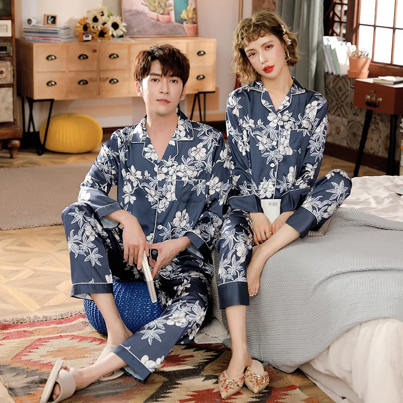 

Одежда для сна, женские пижамы для пар, пижамы, Женская атласная пижама, Женская домашняя одежда, Шелковый пижамный комплект, домашний костю...