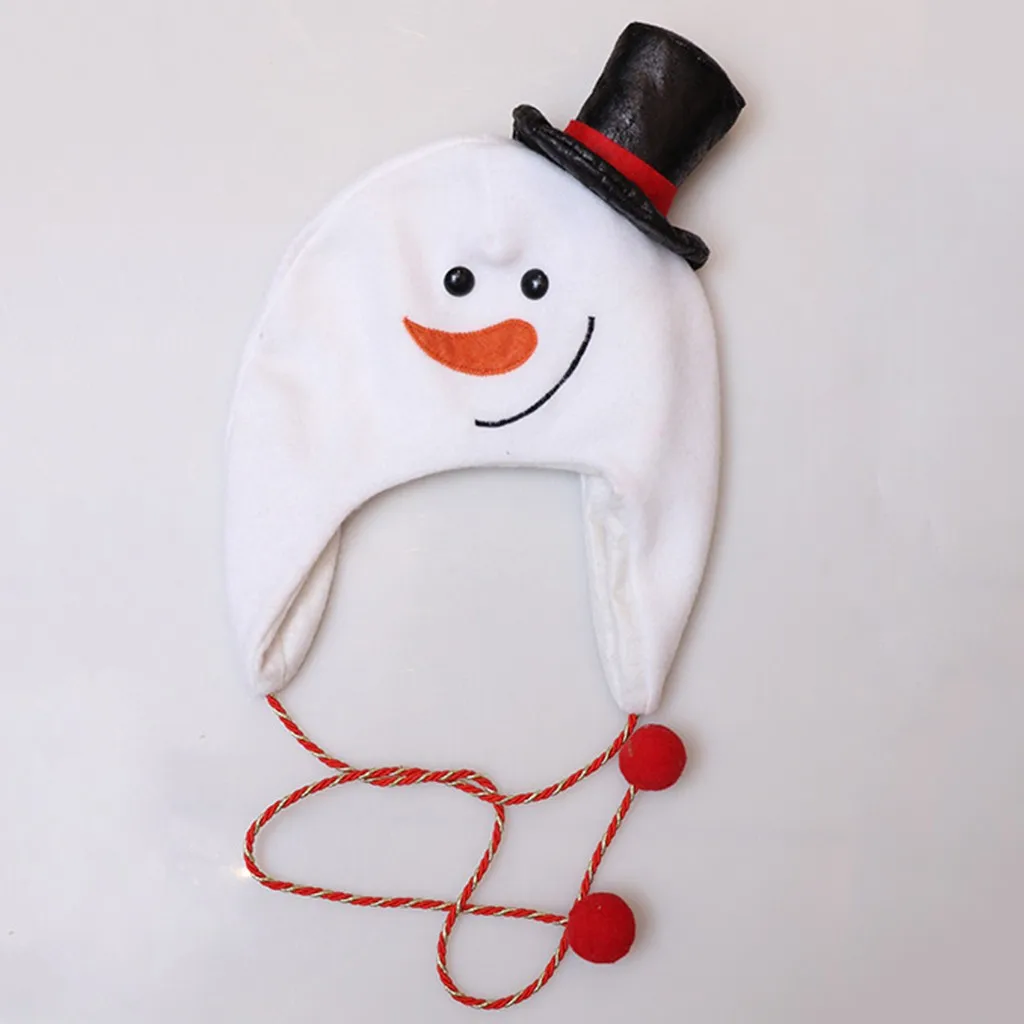 Шапка детская с длинным шнурком теплая шапка мультяшным рисунком снега оленя для