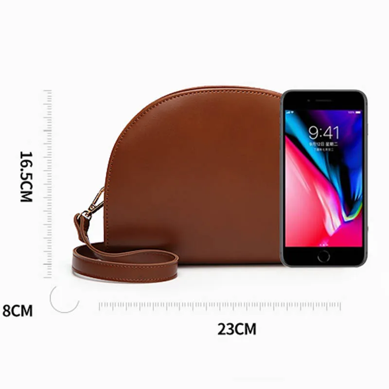 

Women Bag Fashion Women Shoulder Bag PU Leather Zipper Semicircle Handbag Simple Design Casual Messenger Bags Sac A Main