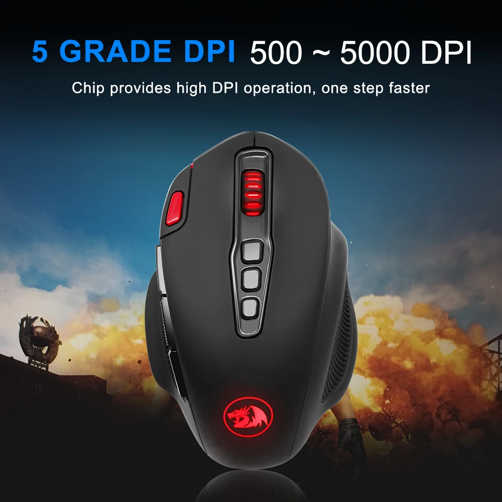 Redragon SHARK M688 беспроводная 2 4G USB игровая мышь 5000 точек/дюйм 10 кнопок программируемая