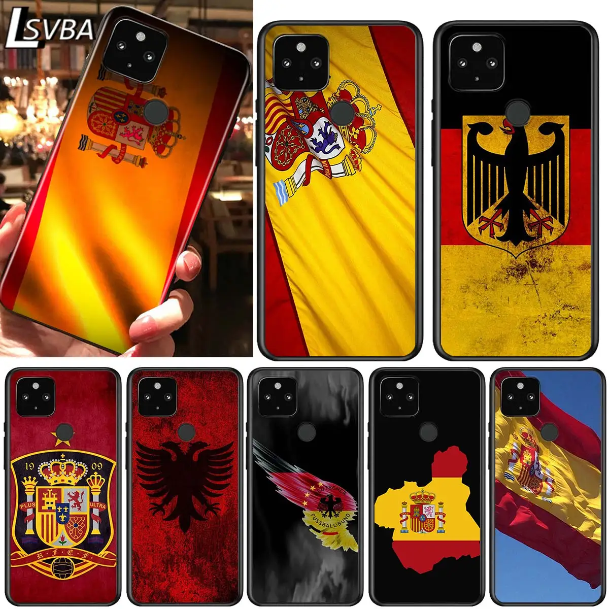 

Spain Spanish Flag Shockproof Cover for Google Pixel 5 5A 4 4A XL 5G Black Phone Case Shell Soft Fundas Coque Capa