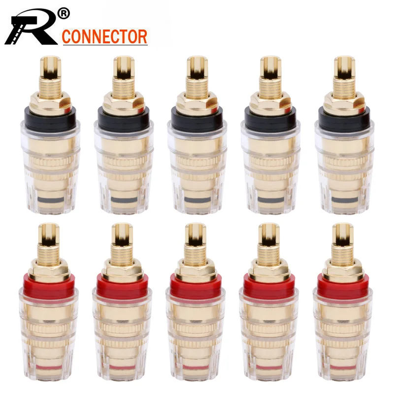 5Pairs/10pcs Banana Plug Jack Binding Post Terminal Gold Plated Socket Terminals Amplifier Speaker Connector | Обустройство дома