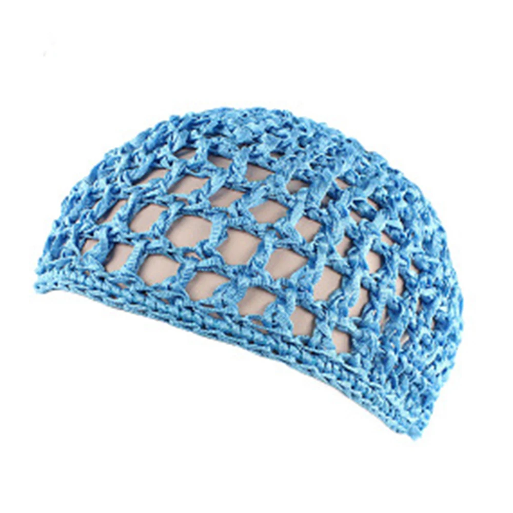 light blue Новая женская сетчатая вязаная шапка для волос, Одноцветный снуд, спальный чехол с ночным мотивом, шапка-тюрбан, популярные повседневные шапочки, головные уборы при химиотерапии - Цвет: light blue