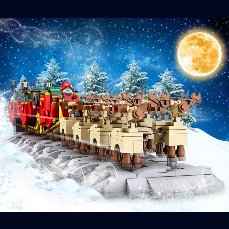 

Mailackers Creator Expert 10015 1318 PCS Christmas Santa Sleigh Figures Assembly Building Blocks Creative Toys Christmas Gifts