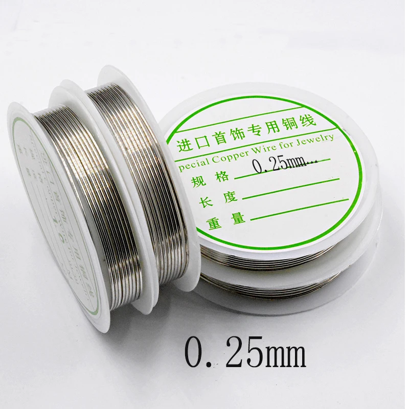 silver-0.25mm-20M 0,25/0,3/0,4/0,5/0,6 мм 1 рулон сплава шнур Серебряные бусы Веревка Медь провода Бисер проволока для изготовления ювелирных изделий - Цвет: silver-0.25mm-20M